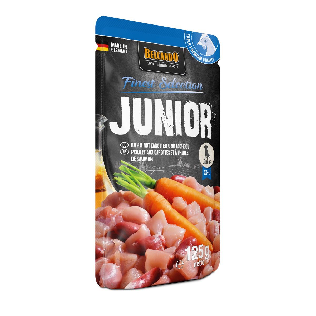 Belcando Junior Chicken with Carrots & Salmon Oil Wet Dog Food Pouch 125g