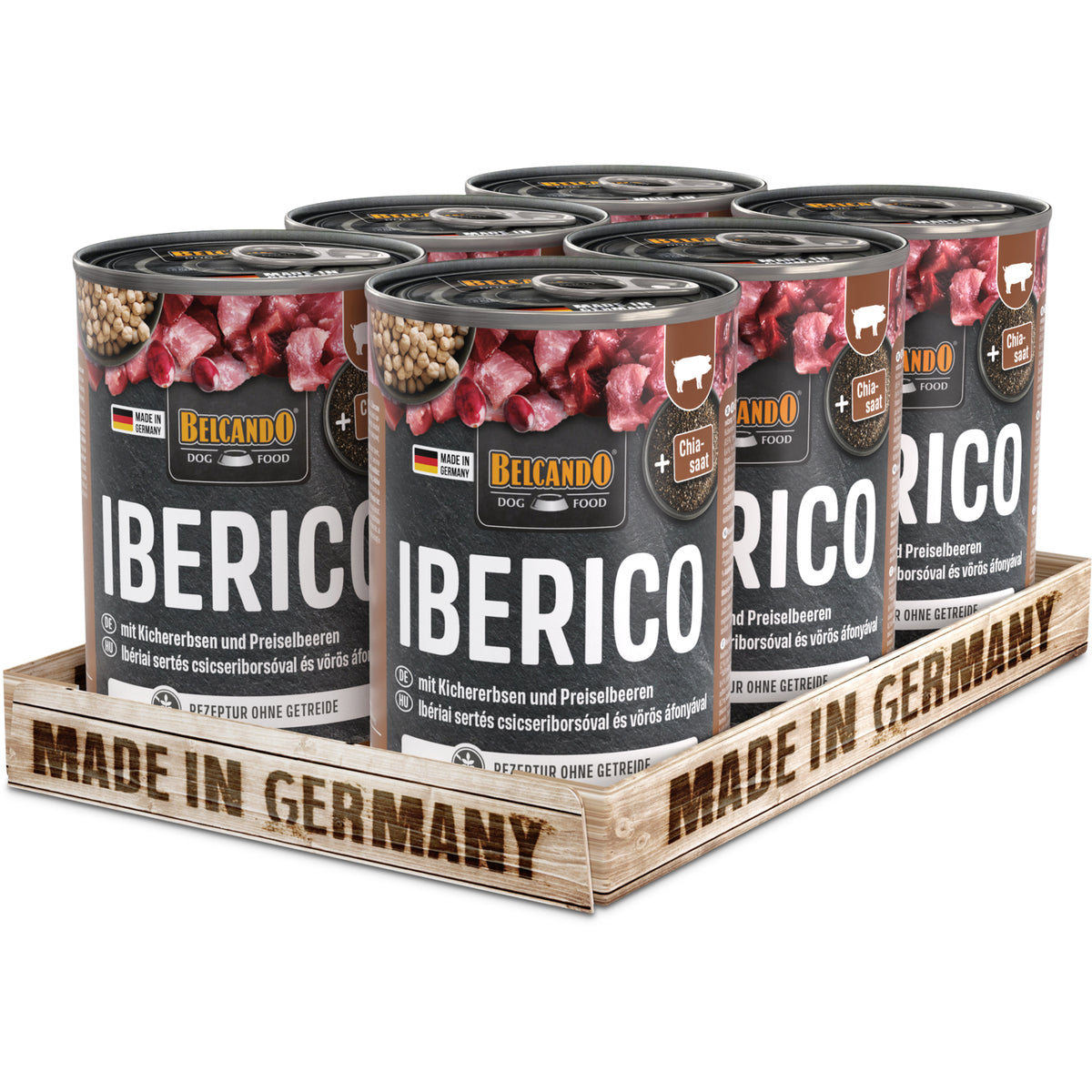 Belcando Iberico Pork with Chickpeas & Lingonberry Wet Dog Food 400g box packaging
