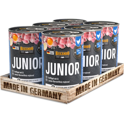 Belcando Junior Poultry with Egg Wet Dog Food 400g box packaging