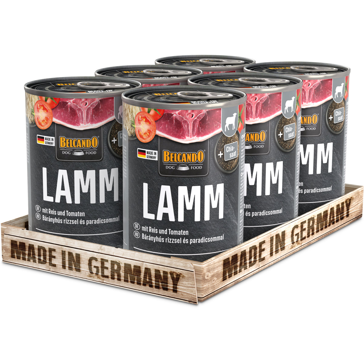 Belcando Lamb with Rice & Tomatoes Wet Dog Food 400g box packaging