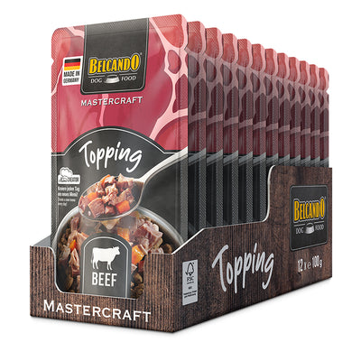 Belcando Mastercraft Beef with Carrots Dog Food Topping 100g box packaging