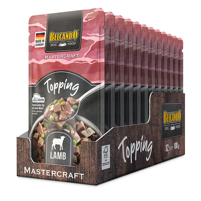 Belcando Mastercraft Lamb with Peas Dog Food Topping 100g box packaging