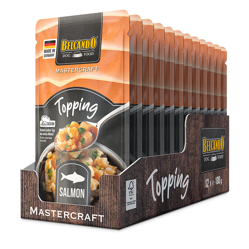 Belcando Mastercraft Salmon with Broccoli Dog Food Topping 100g box packaging