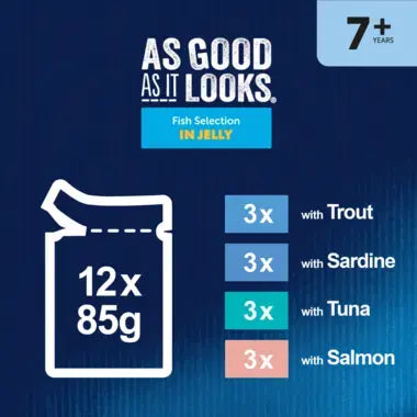 Felix As Good As It Looks 7+ Fish Selection in Jelly Wet Cat Food x12