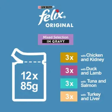 Felix Original Mixed Selection in Gravy Wet Cat Food x12
