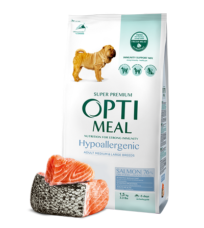 Hypoallergenic complete dry pet food for adult dogs of medium and large breeds – SALMON – 8 g