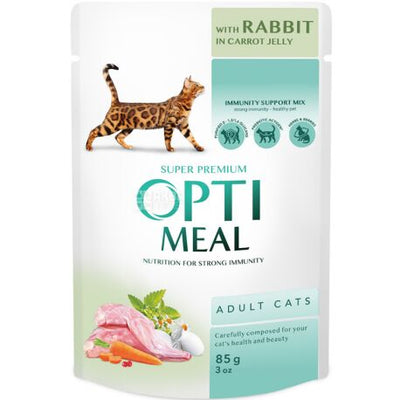 Optimeal Adult Cats With Rabbit In Carrot Jelly Pouch – 49 g