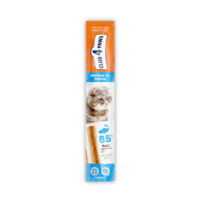 CLUB 4 PAWS Premium meaty stick: SALMON and COD.Complementar y pet food for cats, 5g