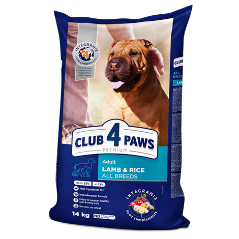 CLUB 4 PAWS Premium "Lamb And Rice" For Adult Dogs Of All Breeds