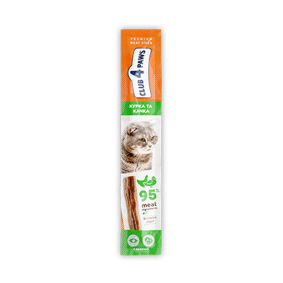 CLUB 4 PAWS Premium meaty stick: CHICKEN and TROUT. Complementary pet food for cats, 5g