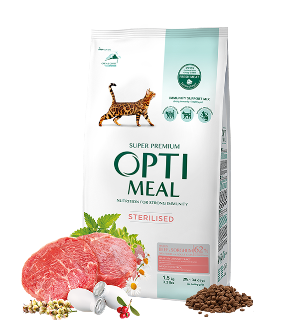 Complete Dry Pet Food For Sterilised Cats - High In Beef And Sorghum