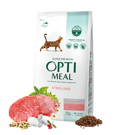 Complete Dry Pet Food For Sterilised Cats - High In Beef And Sorghum
