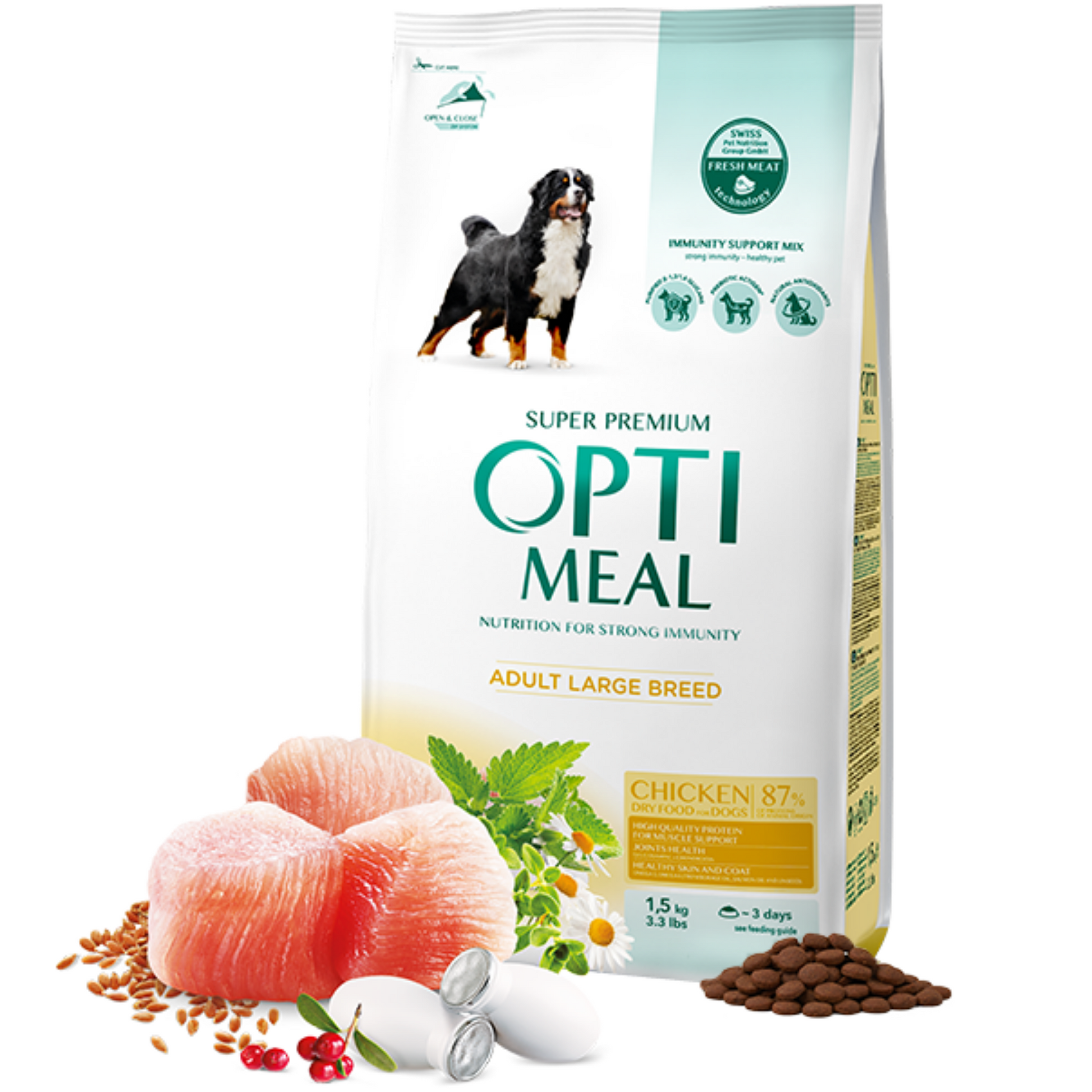 OPTIMEAL Dry dog food for Large Breeds with Chicken Tat Targa