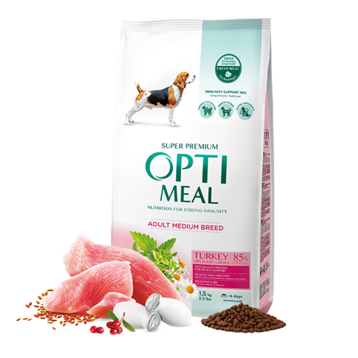 OPTIMEAL Dry food for adult dogs of medium breeds with Turkey