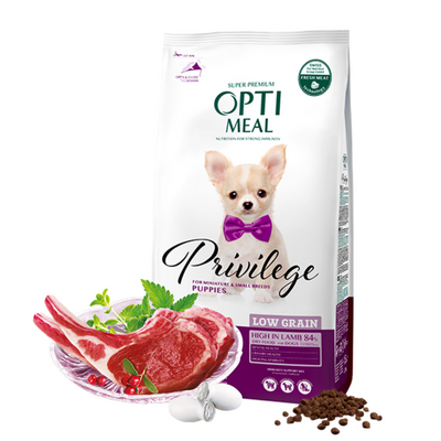 OPTIMEAL Low Grain Dry Dog Food high in Lamb for puppies of miniature and small breeds