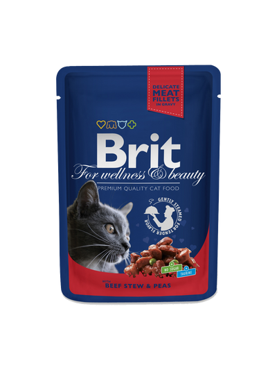 Brit Premium Cat Pouches with Beef Stew & Peas - Targa Pet Shop