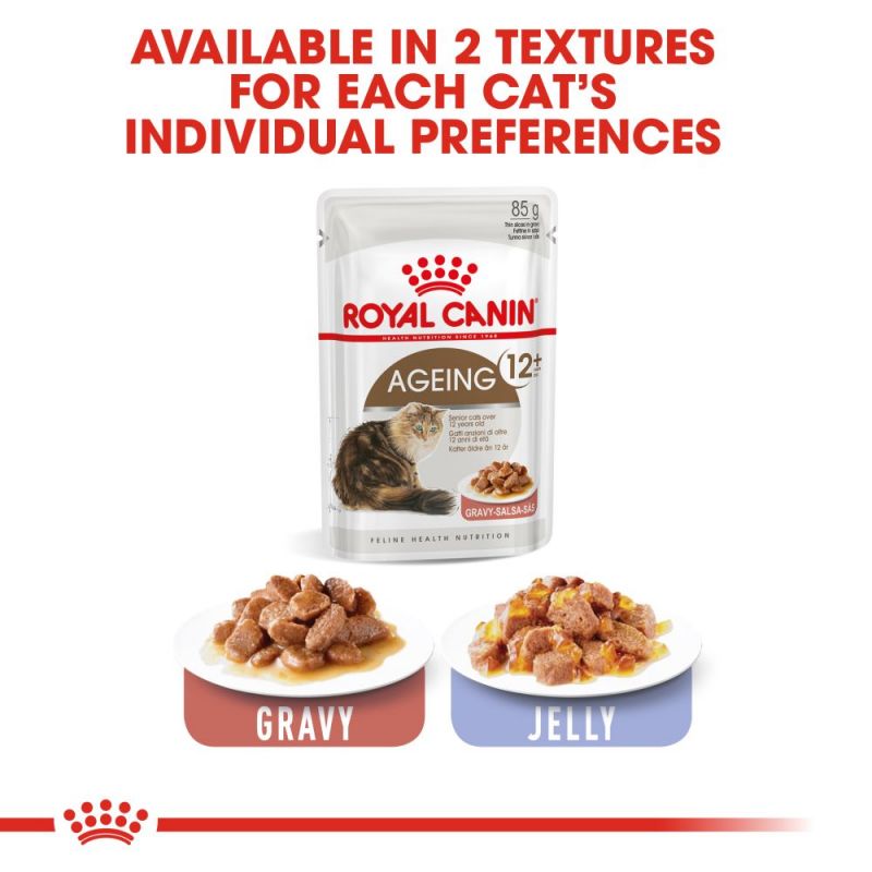 Royal Canin Ageing 12+ Pouches in Gravy Senior Cat Food - Targa Pet Shop